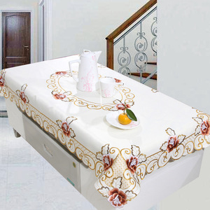 Nappe de table en cire blanche bon marché en gros, dentelle brodée Nappe de table de restaurant en lin, ensemble de <span class=keywords><strong>nappes</strong></span> de table pour hôtel 120 <span class=keywords><strong>rondes</strong></span> - Product Image 3