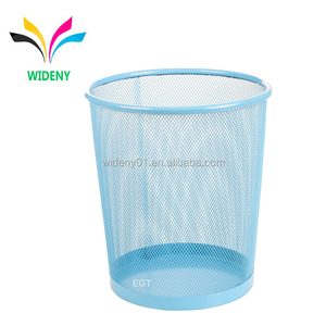 صندوق نفايات ورقي من سلك المكتب والمنزل معدني أسود مربع القاع دائري - Product Image 2