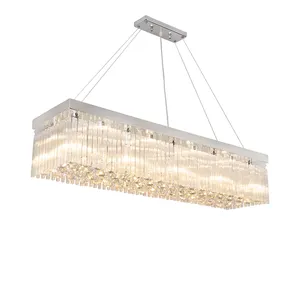 Simig lighting manufacturer wholesale luxury rectangular k9 crystal prism rod chandelier modern big lustre-salon