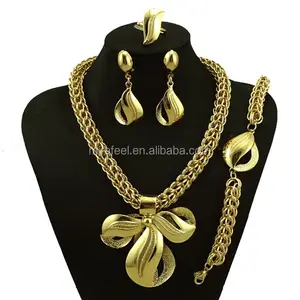 New Fashion Wedding Jewelry Sets 2016 Alibaba Wholesale Fashion African 18K Gold Plated Necklace