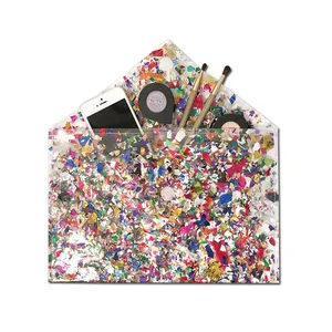 Artgimen Clear Pvc Glitter Confetti Portemonnee Vrouwen Envelop Clutch Platte Purse Cosmetische Tas