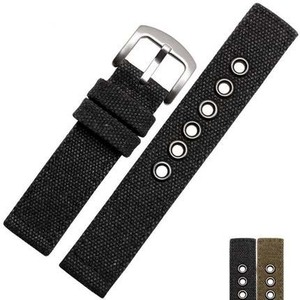 스포츠 두꺼운 시계 스트랩/밴드 20 22 24 mm 블랙 나일론 캔버스 시계 스트랩 - Product Image 3