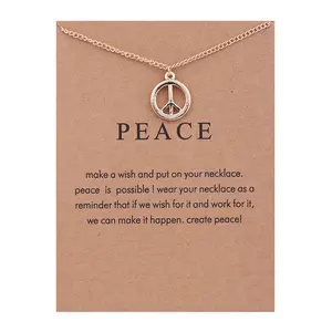 Neue goldfarbene Peace Sign Alloy Clavicle Bones Anhänger kurze Halskette