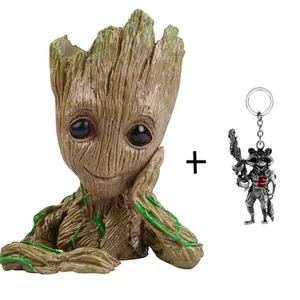 Hot Sale Baby Groot Harz Garten Blumentopf Groot Figur Pen Pot Indoor Dekor Wächter der Galaxy Rocket Waschbär Schlüssel bund