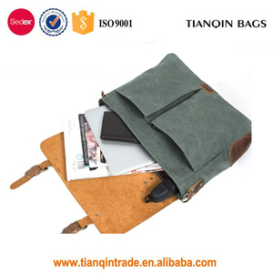 Borsa a Tracolla da Uomo Vintage in Tela per Laptop, Adatta per Portatili fino a 13,3 Pollici (Verde Corallo) - Product Image 6