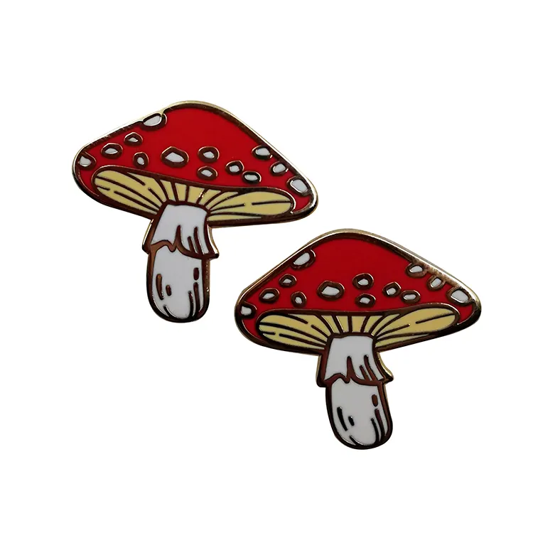 Pendentif en émail dur métallique en forme de champignon, personnalisé, mignon, de haute qualité, rouge