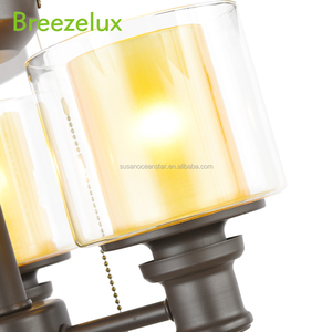 Decoración de lujo 52 pulgadas lámpara ventilador hoja de palma acabados ventilador de techo con luz - Product Image 5