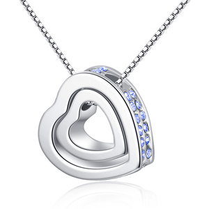 Collar con colgante de doble corazón de plata estilo mexicano N01, Envío Gratis