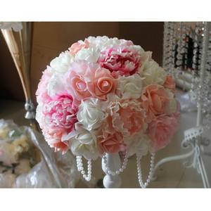SPR Wedding Mother's Day <strong>Easter</strong> Christmas Backdrop 35cm <strong>Table</strong> Centerpiece Handmade Silk <strong>Cloth</strong> Rose Flower Ball Beads Arrangement - Product Image 3