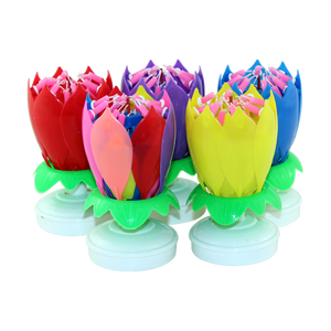 Vente chaude Fantaisie Musical Fête D'<span class=keywords><strong>anniversaire</strong></span> Gâteau Décoration Bougies Rotatives Fleur Lotus Musique Bougies Bars Nouvel An Pâques Ramadan - Product Image 4