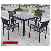 Chaise et table en bois wpc, en plastique fer, à air ouvert, jardin, café, magasin de thé au lait,