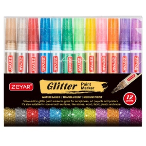ZEYAR — marqueur de <span class=keywords><strong>peinture</strong></span> à paillettes personnalisé, stylo à base d'eau, à pointe moyenne, 12 couleurs, <span class=keywords><strong>peinture</strong></span> <span class=keywords><strong>acrylique</strong></span> - Product Image 6