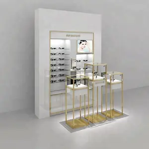 现代豪华木制玻璃首饰展示展示/可锁定珠宝柜台设计/不锈钢展示架