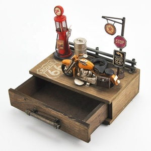 Décoration d'intérieur vintage, artisanat en métal rétro, meubles faits à la main avec pompe à essence, moto, organisateur de bar, tiroirs, boîte de rangement, armoire - Product Image 3