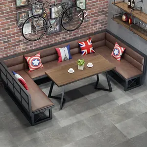 美式复古阁楼工业风格铁艺沙发展位木餐厅表和贵妃餐厅表