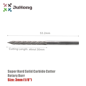 3mm (1/8 ") <span class=keywords><strong>super</strong></span> duro de carburo sólido cortador de Rotary Burr de acero al carbono broca de Taladro neumático poco parche macho de carburo de escariador - Product Image 6