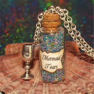 Mermaid Tears Magical glass Bottle Necklace Chalice charm Pirates of the Caribbean Stranger Tides Inspired necklace