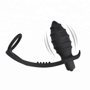 10 velocidades masturbador <span class=keywords><strong>Gay</strong></span> Anal Plug Dual Delay ejaculación Cock pene anillo vibrador - Product Image 2