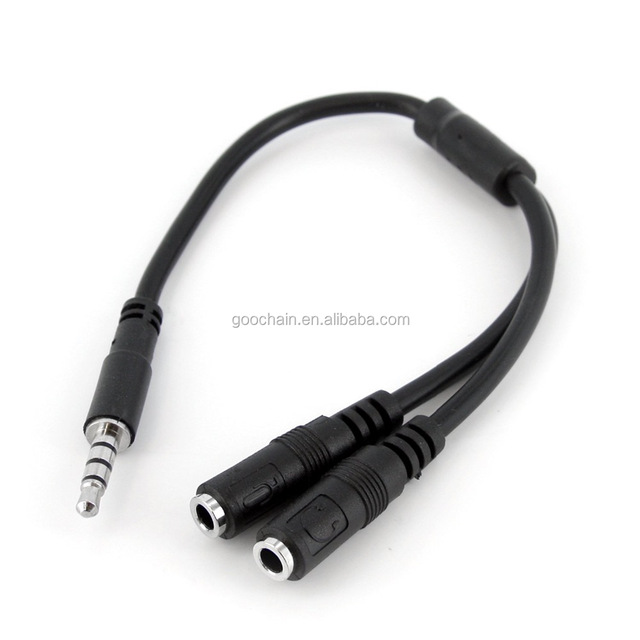 Headset Adapter for Headsets with Separate Headphone, Microphone Plugs - 3.5mm 4 Position to 2x 3 Position 3.5mm M/F