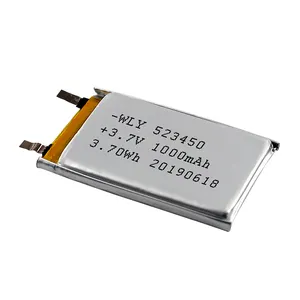 Grande Capacidade de 523450 553450 3.7V 1000mah Lipo Bateria Li-polímero Bateria de Polímero De íon De Lítio