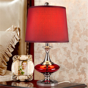 American <strong>Style</strong> Romantic Red Round Lampshade and Modern Energy Saving <strong>Table</strong> <strong>Lamp</strong> - Product Image 4