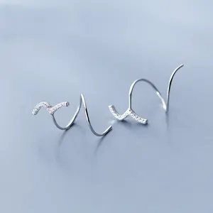 Orecchini pendenti a spirale intrecciati irregolari in argento Sterling 925 per le donne accessori gioielli minimalisti creativi