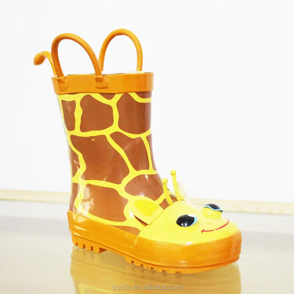 Bottes de pluie en caoutchouc pour enfants, en forme d'animal, avec poignée, vente en gros,