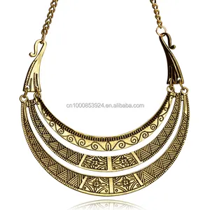 Vintage Bohemian Ethnic Necklace Golden Plating Maxi Multilayer Retro Charm Choker Necklace For Women