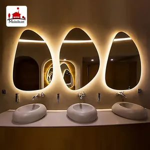 时尚无框大壁挂式化妆镜不规则形状现代发光二极管背光浴室镜
