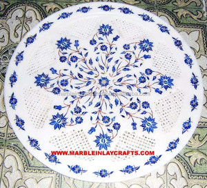 Belle plaque d'incrustation ronde en marbre coloré - Product Image 1