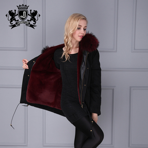 Vente en gros directe d'usine, manteau à <span class=keywords><strong>capuche</strong></span> en fourrure, style classique, parka d'hiver pour femmes, col en fourrure de raton laveur véritable épaisse - Product Image 4