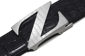Ceintures en cuir véritable de qualité supérieure avec boucle automatique à clip facile en acier inoxydable de 3,5 cm de largeur, logo Z <span class=keywords><strong>amovible</strong></span> - Product Image 4