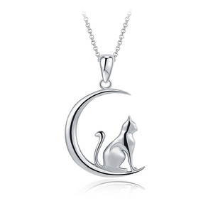 925 gioielli in <span class=keywords><strong>argento</strong></span> sterling gatto <span class=keywords><strong>collana</strong></span> della <span class=keywords><strong>luna</strong></span> per le donne - Product Image 1