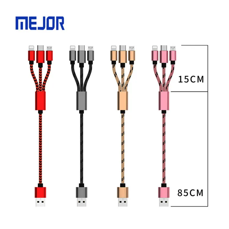 Braid wire 3A super fast charging cord 20W type c charger data line 1.2m aluminum PD 3in1 Usb cable