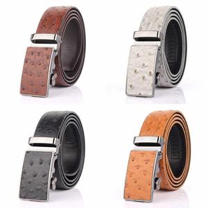 Cinturón de Cuero de Avestruz con Hebilla Automática de Aleación y Patrón Repujado para Hombre - Product Image 5