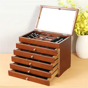 Đồ Trang Sức Bằng Gỗ Hộp Lưu Trữ Retro Phong Cách Antique Quà Tặng Make-Up Tủ Nhỏ