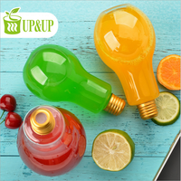 400ml 13oz de Café De Jus De Boisson Jetable Ampoule Forme Bouteille En Plastique PET Avec Lampe Led Pour Décoré