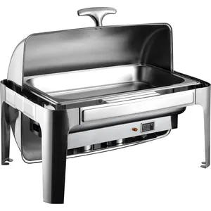 Peralatan Dapur Roll Top Chafing Dish, Listrik Food Warmer