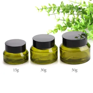 15g 30g 50g Inclined Shoulder Cream Glass Jar / Make Up Sample Container for Natural Cosmetic Packaging