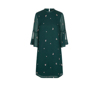 Mujeres moda floral verde oscuro bordado <span class=keywords><strong>Bell</strong></span> manga vestido - Product Image 4