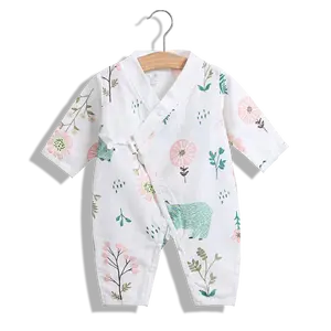 Colortex 100% 纯棉平纹细布空调系带新生儿婴儿服装婴儿睡衣一体套装