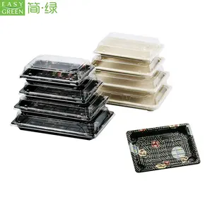 Easy Green Competitive Price Japanese Cherry Blossom Printing Biodegradable PS Disposable Plastic Sushi Box