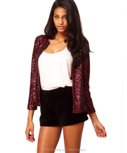 Paillette Long Sleeve Loose Women Basic Coats Womens Spring Autumn <strong>Jackets</strong> Red <strong>Sequin</strong> Vintage Short Shiny <strong>Jacket</strong> E4461 - Product Image 5