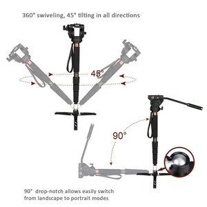 Carbon Sợi Video Máy Ảnh <span class=keywords><strong>Monopod</strong></span> Với Chất Lỏng Đầu Và Có Thể Tháo Rời Cơ Sở Tripod - Product Image 4