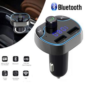 T24 <span class=keywords><strong>Bluetooth</strong></span> FMトランスミッター充電器、ハンズフリー通話付きワイヤレスラジオトランスミッターカーキットアダプター