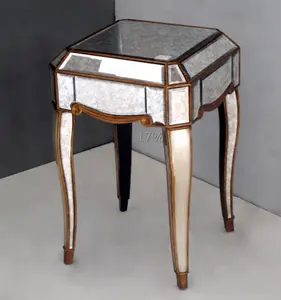 Hot Selling 100% handmade Gold painted Classic Antique Console table Mirrored End Table Side Tables