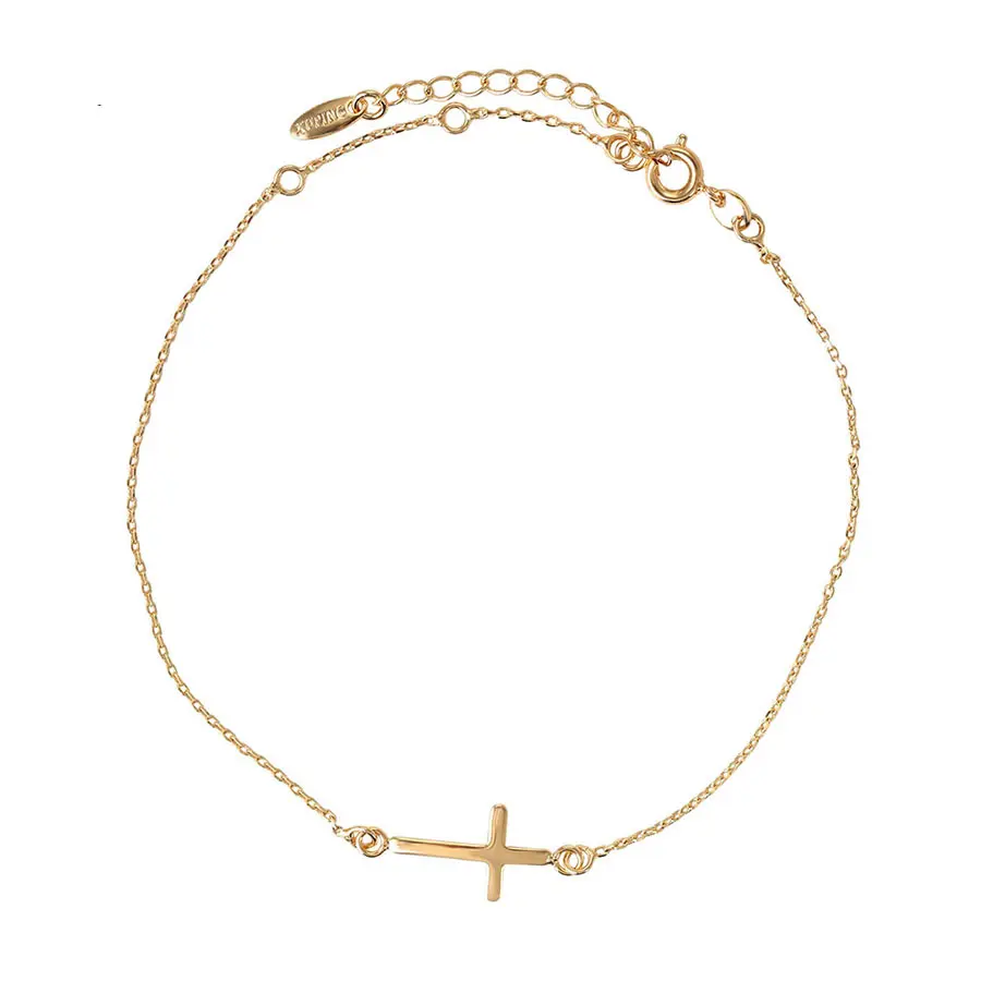 75412 xuping atacado joias da moda 2018, simples bracelete de ouro fino da cruz