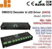 De alta frecuencia 5Ax24CH de voltaje constante de amplificador de señal función DMX512 decodificador DE8524