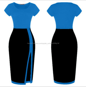 Señoras <span class=keywords><strong>elegante</strong></span> formal atractiva ajustada vestido de la cadera y <span class=keywords><strong>un</strong></span> corto de manga corta falda lápiz - Product Image 4