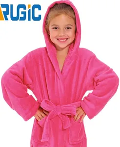 Custom Size Design Good Quality Spring Cute Kids Boys And Girls Super Soft Purple Pink White Spa Hooded Kids Bathrobe